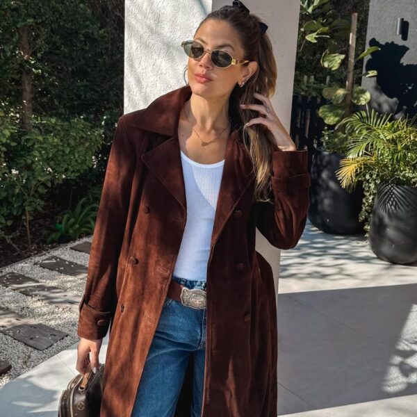 TRENCH POSITANO DE GAMUZA HABANO